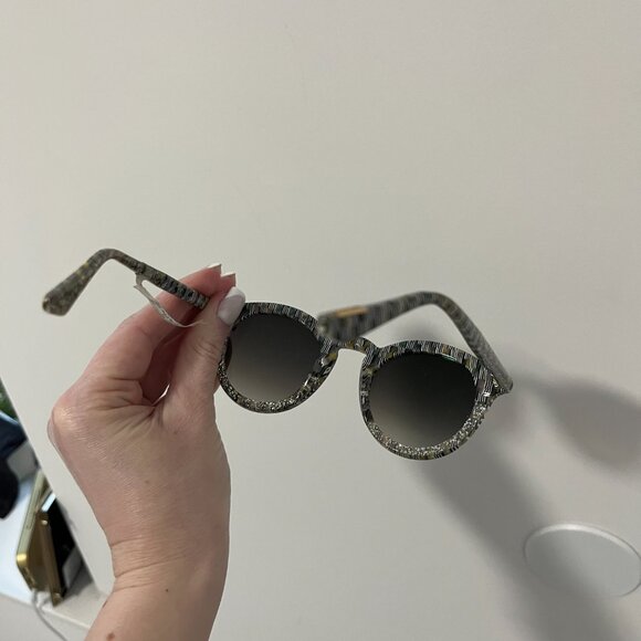 KREWE Collins Round Gray Glitter Acetate Sunglasses - Picture 5 of 8